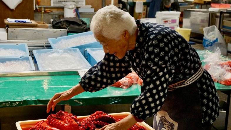 Mercado japonês de frutos do mar